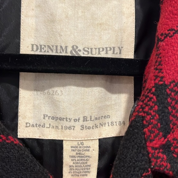 Ralph Lauren Denim & Supply Pea Coat Jacket Buffalo Plaid Double Breasted Sz L - Picture 5 of 9